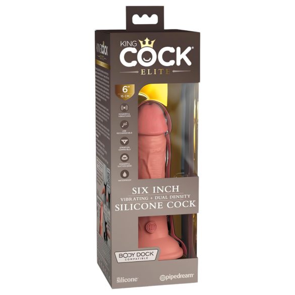 Rey Cock Elite 6 - Vibrador con ventosa (15cm) - Natural
