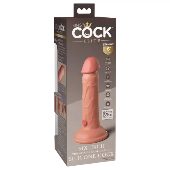 King Cock Elite 6 - vibrador con ventosa - 15 cm - color natural