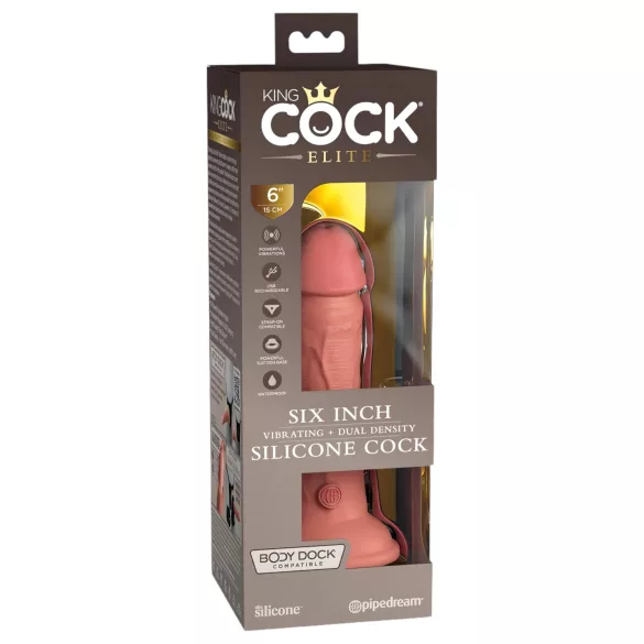 King Cock Elite 6 - vibrador con ventosa - 15 cm - color natural