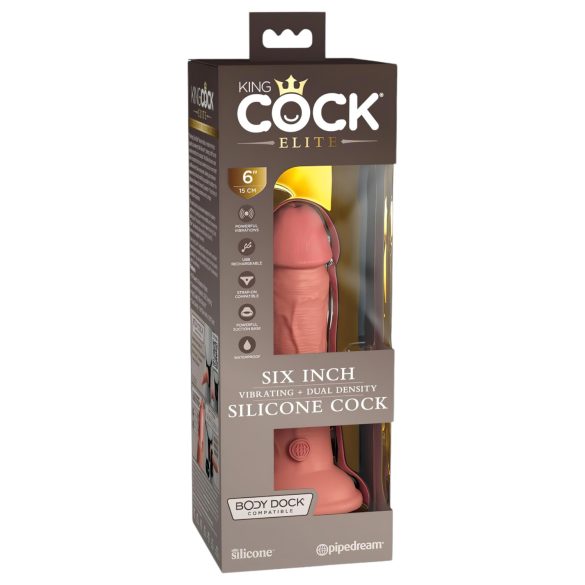 King Cock Elite 6 - Vibrador Realista 15cm (tono natural oscuro)