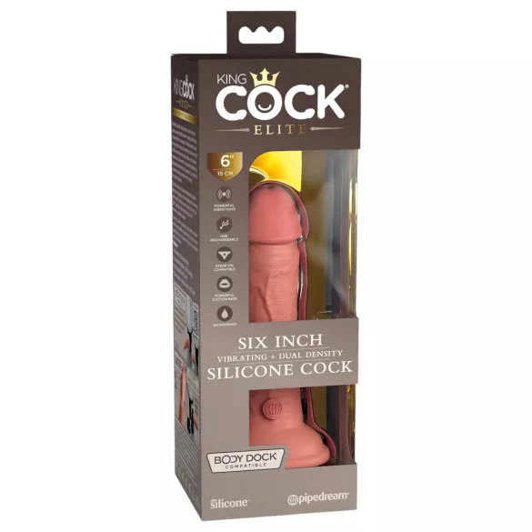 King Cock Elite 6 - consolador realista vibrador 15cm - color piel oscura