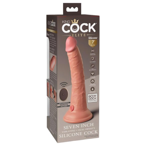 King Cock Elite 7 - vibrador con ventosa y control remoto 18cm - color natural