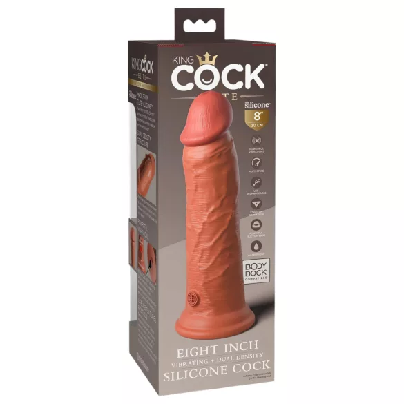 King Cock Elite 8 - vibrador realista 20 cm - color oscuro