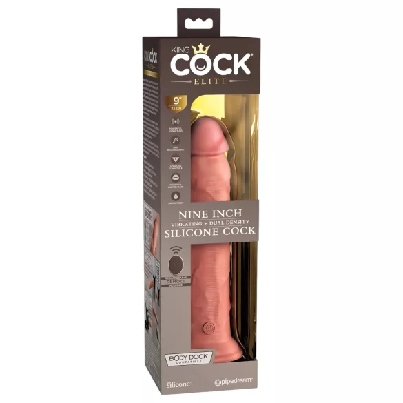 King Cock Elite 9 - consolador con ventosa vibrador 23cm - color piel