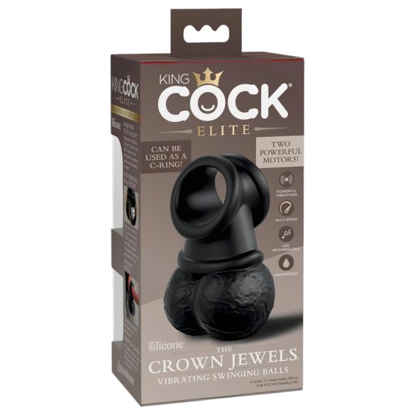 King Cock Crown Jewels - anillo vibrador negro