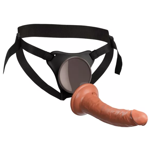 King Cock Elite Comfy - arnés con dildo realista - silicona marrón oscuro