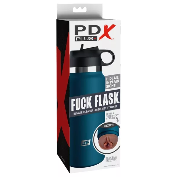 PDX - Fuck Flask Private Pleaser - vagina artificial en cantimplora (azul-marrón)