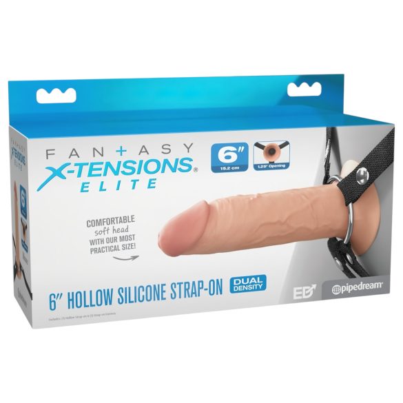 X-TENSION Elite - arnés con consolador hueco - color natural