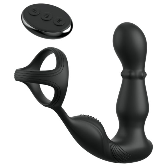 Fantasía Anal - Vibrador Rotativo con Anillo de Pene (negro)