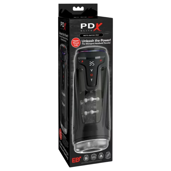 PDX Elite Moto-Bator Pro - masturbador impulsor con perlas y función de calentamiento (negro)