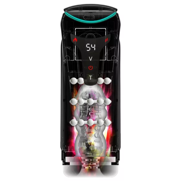 PDX Elite Moto-Bator Pro - masturbador impulsor con perlas y función de calentamiento (negro)