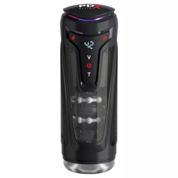 PDX Elite Moto-Bator Pro - masturbador impulsor con perlas y función de calentamiento (negro)
