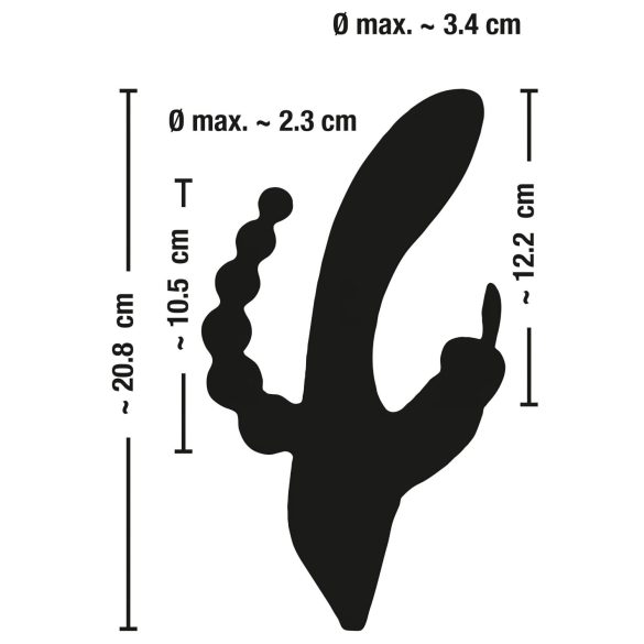 SMILE Triple - vibrador recargable triple impermeable silicona negro