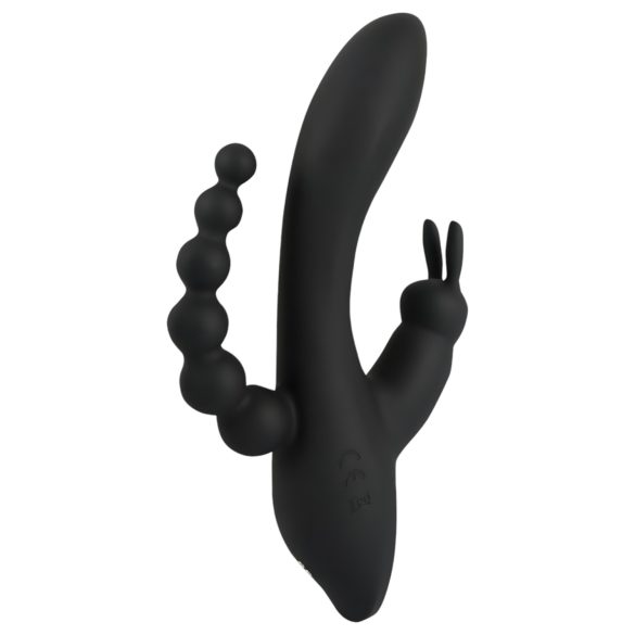 SMILE Triple - vibrador recargable triple impermeable silicona negro