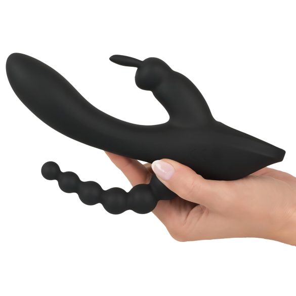SMILE Triple - vibrador recargable triple impermeable silicona negro