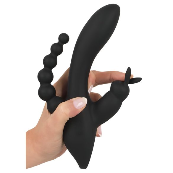 SMILE Triple - vibrador recargable triple impermeable silicona negro