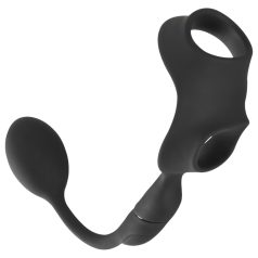 Rebel - anillo doble con vibrador anal (negro)