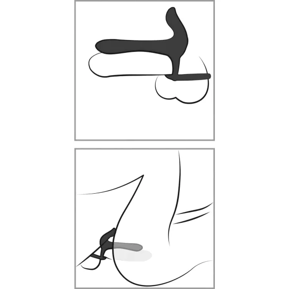 Black Velvets - vibrador pareja y anillo pene recargable 2en1 - silicona negra