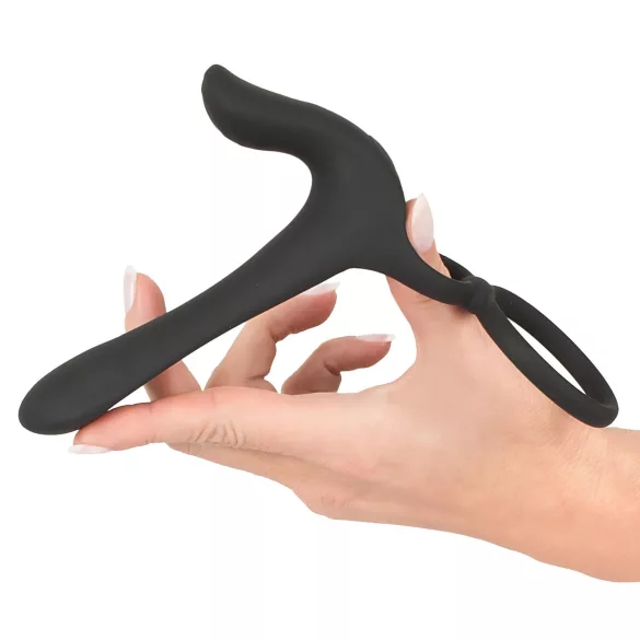 Black Velvets - vibrador pareja y anillo pene recargable 2en1 - silicona negra
