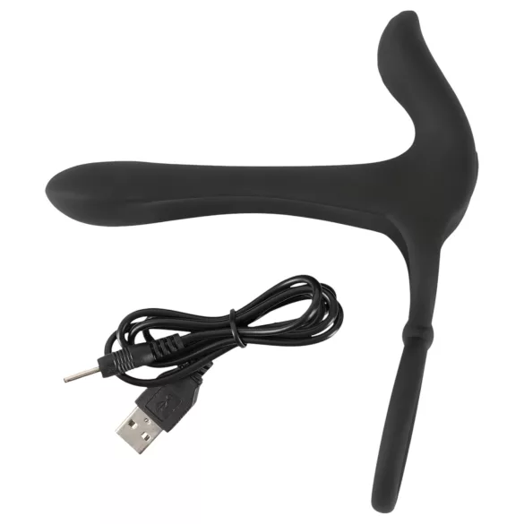 Black Velvets - vibrador pareja y anillo pene recargable 2en1 - silicona negra