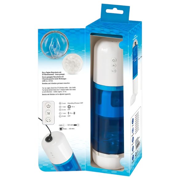You2Toys - masturbador automático rotatorio y empuje - silicona azul blanco