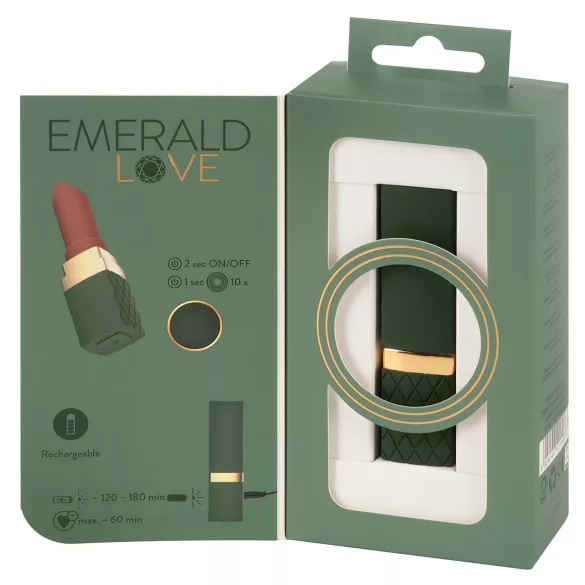 Emerald Love - vibrador en forma de barra de labios recargable e impermeable (rojo)