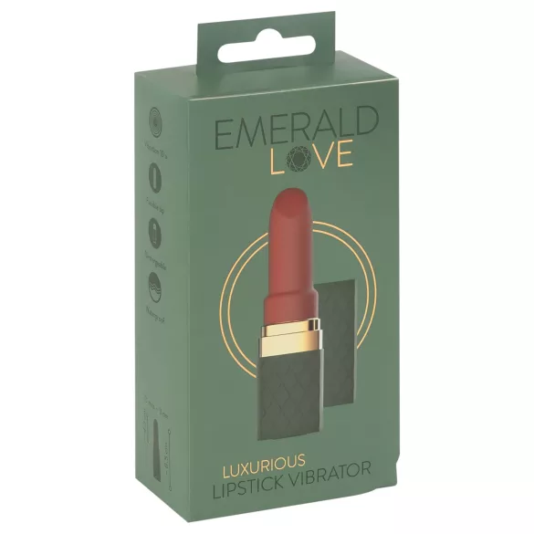 Emerald Love - vibrador en forma de barra de labios recargable e impermeable (rojo)