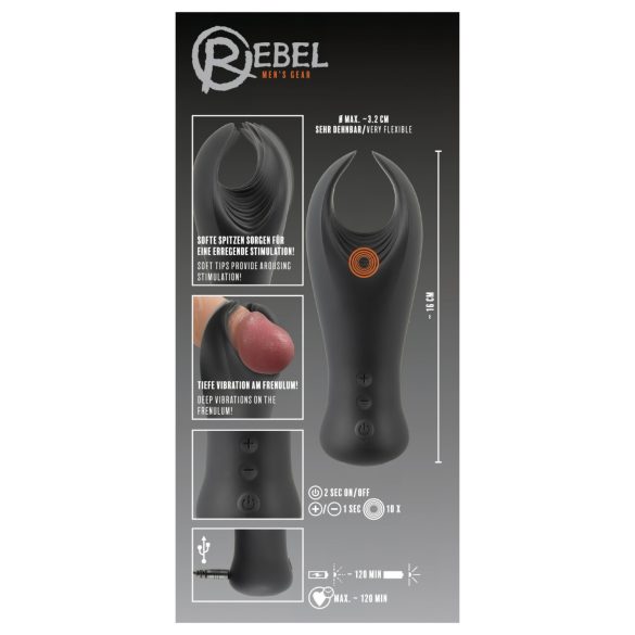 Rebel - masturbador vibrador para glande - silicona negra