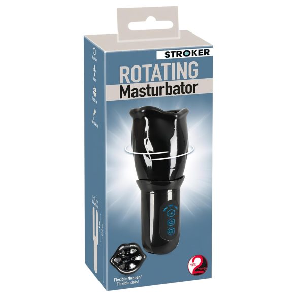 STROKER Rotating - recargable, boca rotatoria masturbador (negro)
