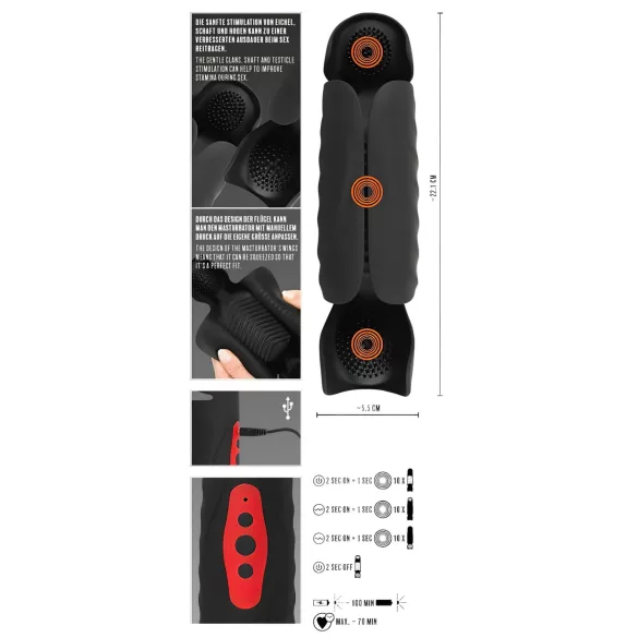 Rebel - vibrador de glande con 3 motores - silicona negra