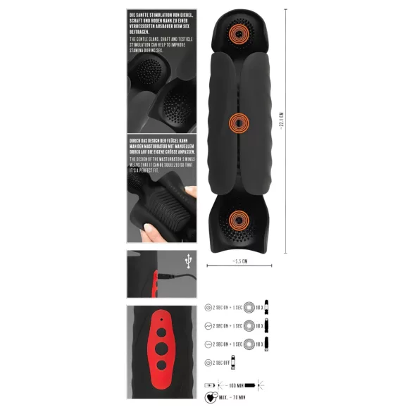 Rebel - vibrador para el glande de 3 motores (negro)