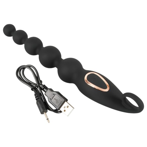 ANOS - plug anal con cuentas - vibrador - silicona negra