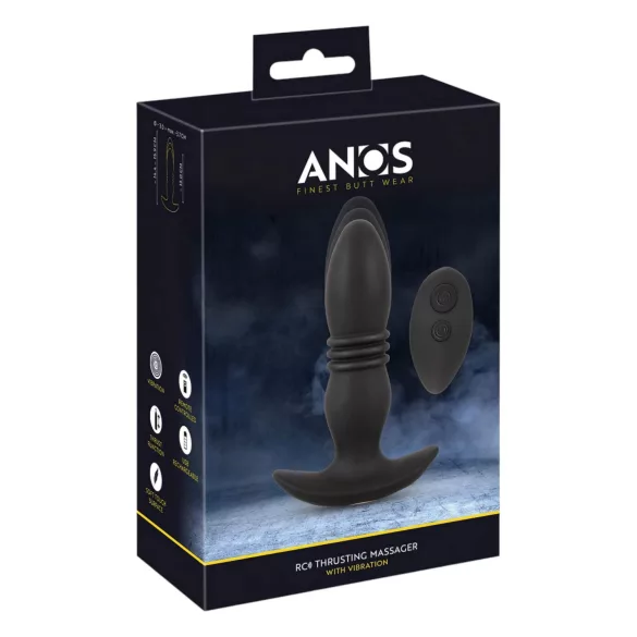 ANOS - vibrador anal con empuje y control remoto - silicona negra