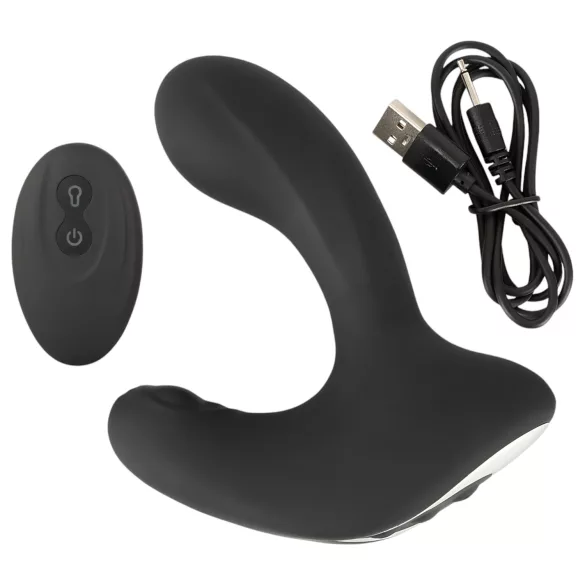 Rebel RC - plug anal inflable con vibración recargable - silicona negra