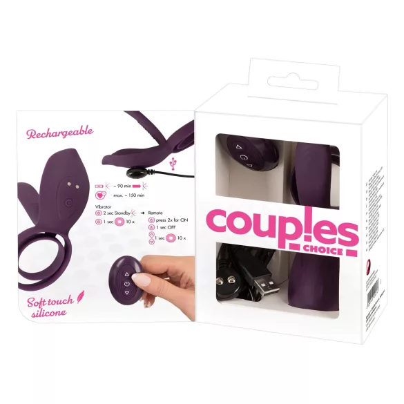 Couples Choice - anillo vibrador recargable con control remoto (lila)
