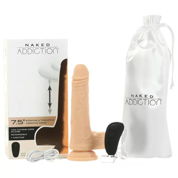 Naked Addiction - consolador vibrador empujador - 19 cm - color natural
