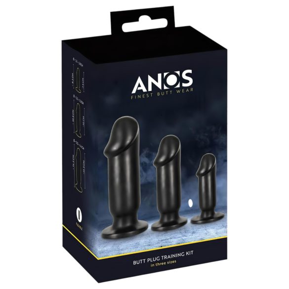Anos - kit de entrenamiento anal - set de plugs anales 3 piezas - negro