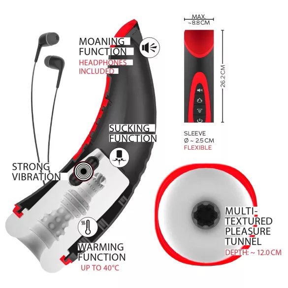 WYNE 03 - masturbador masculino recargable con vibración y succión - negro