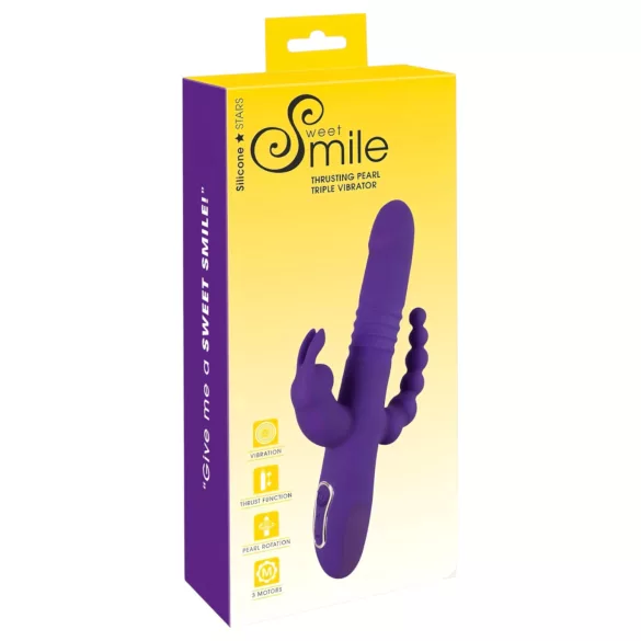 SMILE Triple - vibrador recargable triple, rotación y embestidas (lila)