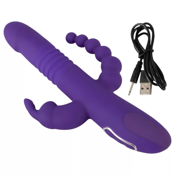 SMILE Triple - vibrador recargable triple, rotación y embestidas (lila)