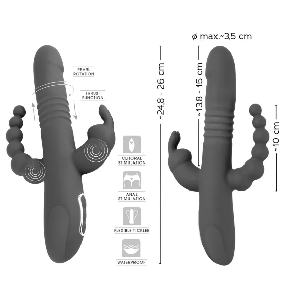 SMILE Triple - vibrador recargable triple, rotación y embestidas (lila)