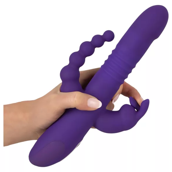 SMILE Triple - vibrador recargable triple, rotación y embestidas (lila)