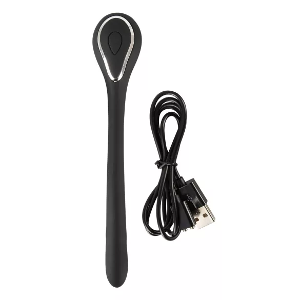 Penis Plug Dilator - dilatador uretral vibrador recargable 1cm - negro