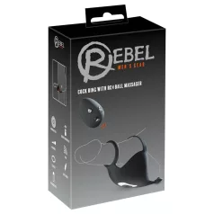   Rebel - anillo para pene y vibrador de testículos recargable - silicona negra