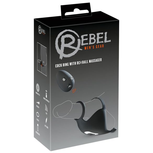 Rebel - Anillo pene y vibrador para testículos recargable (negro)