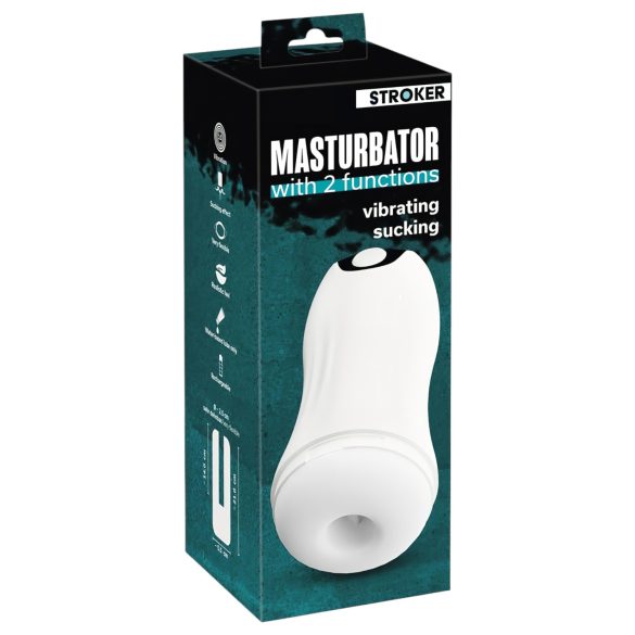 STROKER - masturbador blanco con batería, succión y vibración