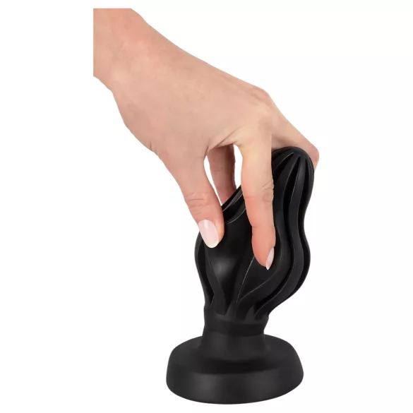 ANOS - plug anal blando acanalado - 7 cm (negro)
