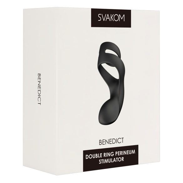 Svakom Benedict - Anillo vibrante para pene con estimulador perineal (negro)