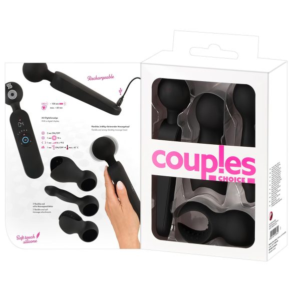 Couples Choice - vibrador masajeador recargable con calor - silicona negra