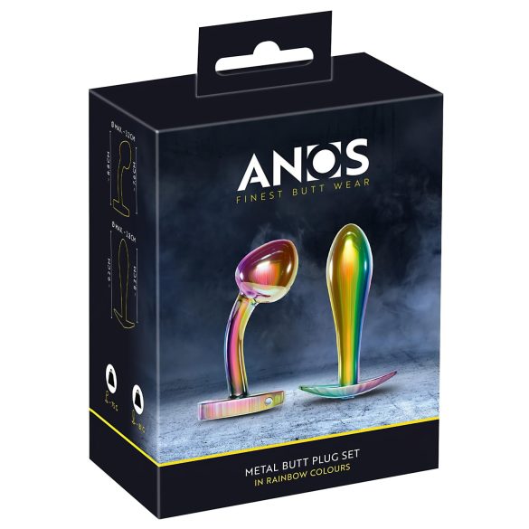 ANOS Metal Rainbow - juego de plugs anales de metal (2 piezas)